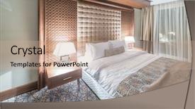  Presentation with hotel - Colorful slides enhanced with hotel-room-with-modern-interior backdrop and a coral colored foreground