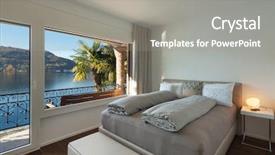  Presentation with lake - Beautiful theme featuring hotel rooms - nice bedroom with large window backdrop and a gray colored foreground