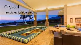  Presentation with luxury - Beautiful slide set featuring hotel sales - beautiful luxury home exterior patio backdrop and a yellow colored foreground