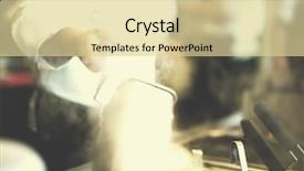  Presentation with master chef - Presentation theme enhanced with hotel sales - master chef preparing food frying background and a blonde colored foreground