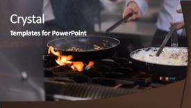  Presentation with master chef - Theme featuring hotel sales - master chef preparing food frying background and a dark gray colored foreground