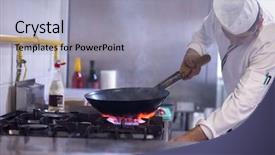  Presentation with master chef - Audience pleasing slides consisting of hotel sales - master chef preparing food frying backdrop and a light gray colored foreground