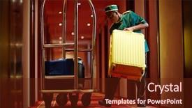  Presentation with suitcase - Theme with hotel servant taking out suitcase background and a tawny brown colored foreground