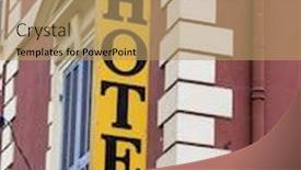  Presentation with shield - Amazing theme having hotelier - hotel shield facade backdrop and a coral colored foreground