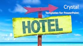  Presentation with hotel - Presentation design with hotel sign with beach background background and a cobalt blue colored foreground