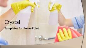  Presentation with room cleaning - PPT layouts consisting of hotel staff cleaning mirror background and a  colored foreground