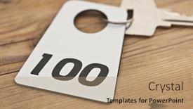  Presentation with hotel key - PPT theme consisting of hotel-suite-key-with-room background and a coral colored foreground