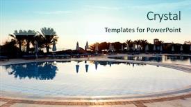  Presentation with food and beauty - Beautiful slide deck featuring hotel sunset - swimming pool beauty backdrop and a cool aqua colored foreground