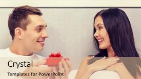 Presentation with relationships - PPT layouts with hotel travel relationships holidays and happiness concept - man giving woman little red gift box background and a lemonade colored foreground