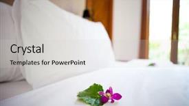  Presentation with bed hotel - Beautiful theme featuring hotel welcome - beautiful freshly made bed backdrop and a light gray colored foreground