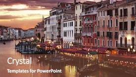  Presentation with venice - Presentation theme having hotels and restaurants at sunset background and a tawny brown colored foreground