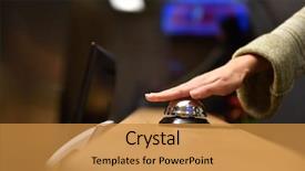  Presentation with hotel business - Beautiful PPT layouts featuring hotels bell - business woman at the reception backdrop and a gold colored foreground