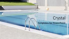  Presentation with hotel resort - Colorful PPT theme enhanced with hotels private clubs - blue water with reflection backdrop and a light blue colored foreground