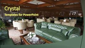 Presentation with green hotel - Presentation theme with hotels private clubs - green leather sofa in luxurious background and a tawny brown colored foreground