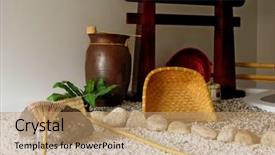  Presentation with japanese - Presentation theme with hotels private clubs - japanese nook in the restaurant background and a coral colored foreground