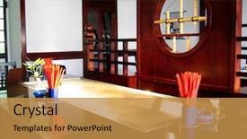  Presentation with restaurant - Cool new slides with hotels private clubs - japanese restaurant backdrop and a gold colored foreground