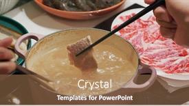  Presentation with fresh meat - Beautiful PPT theme featuring hotpot-at-home-with-fresh backdrop and a coral colored foreground