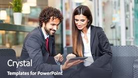  Presentation with using digital tablet - Colorful PPT theme enhanced with hotspot wifi - business people using a digital backdrop and a dark gray colored foreground