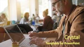  Presentation with coffee shop - Presentation consisting of hotspot wifi - man in trendy coffee shop background and a tawny brown colored foreground