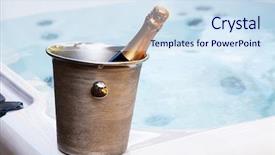  Presentation with hot tub - Presentation design featuring hottub - bottle of champagne cooling background and a  colored foreground