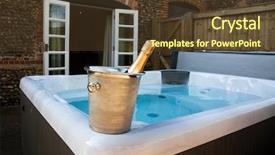  Presentation with hot tub - Colorful presentation design enhanced with hottub - bottle of champagne cooling backdrop and a  colored foreground