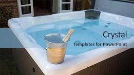  Presentation with hot tub - Presentation theme consisting of hottub - bottle of champagne cooling background and a  colored foreground