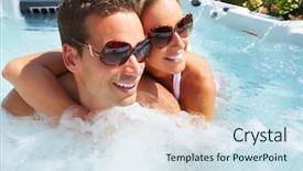  Presentation with hot tub - Amazing presentation design having hottub - happy couple relaxing in hot backdrop and a sky blue colored foreground