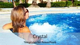  Presentation with caribbean - Colorful theme enhanced with hottub - woman relaxing in jacuzzi vacation backdrop and a  colored foreground