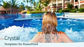  Presentation with sensuality woman black angel relaxing - Cool new PPT theme with hottub - woman relaxing in jacuzzi vacation backdrop and a sky blue colored foreground