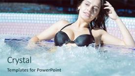  Presentation with spa - Cool new theme with hottub - young woman enjoying jacuzzi backdrop and a  colored foreground