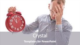  Presentation with stressed - PPT theme featuring hour - stressed man holding clock background and a gray colored foreground