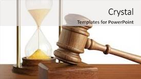  Presentation with gavel - Audience pleasing slide set consisting of moving background legal - hourglass and gavel isolated backdrop and a white colored foreground