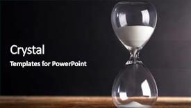  Presentation with grey - Slide deck consisting of one hour - hourglass on wooden table background and a black colored foreground
