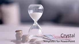  Presentation with bright - Slide deck consisting of hourglass with money on table background and a lemonade colored foreground