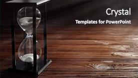  Presentation with sand clock - Colorful PPT theme enhanced with white sand on wooden background backdrop and a dark gray colored foreground