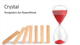  Presentation with sand clock - Slides having teamwork concept red domino - wooden blocks and sand clock background and a white colored foreground