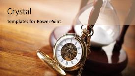  Presentation with space time - Theme having hourglass - hour glass or sand timer background and a coral colored foreground