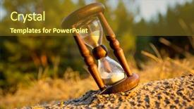  Presentation with abstract green forest - Presentation theme with hourglass - old abstract sand-glass on medow background and a tawny brown colored foreground