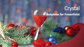  Presentation with olive tree branch ripe - Slide deck featuring hourglass and fir tree branches background and a ocean colored foreground