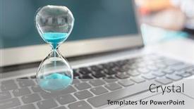 Presentation with time management - Audience pleasing PPT theme consisting of hourglass-on-laptop-computer-concept backdrop and a light gray colored foreground