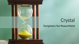  Presentation with black cat in front - PPT theme featuring hourglass on top of book background and a mint green colored foreground