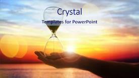  Presentation with space time - Beautiful PPT theme featuring hourglass time at sunset background backdrop and a light blue colored foreground