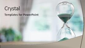  Presentation with time - Audience pleasing slides consisting of hourglass time passing on table backdrop and a light gray colored foreground