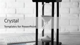  Presentation with wooden - Theme consisting of hourglass with calendar on wooden background and a light gray colored foreground