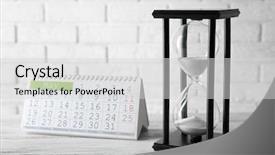  Presentation with brick wall - PPT layouts with hourglass with calender on brick background and a light gray colored foreground