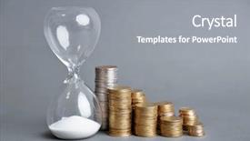  Presentation with gupta coins - Slide deck enhanced with hourglass with coins on gray background and a gray colored foreground