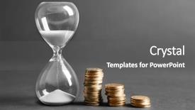  Presentation with gray - Presentation theme with hourglass with coins on gray background and a gray colored foreground