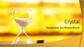  Presentation with bright - Slide set consisting of hourglass with coins on wooden background and a  colored foreground