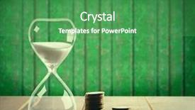  Presentation with old wooden table food - PPT theme with hourglass with coins on wooden background and a  colored foreground