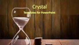  Presentation with old wooden table food - Slide deck featuring hourglass with coins on wooden background and a tawny brown colored foreground